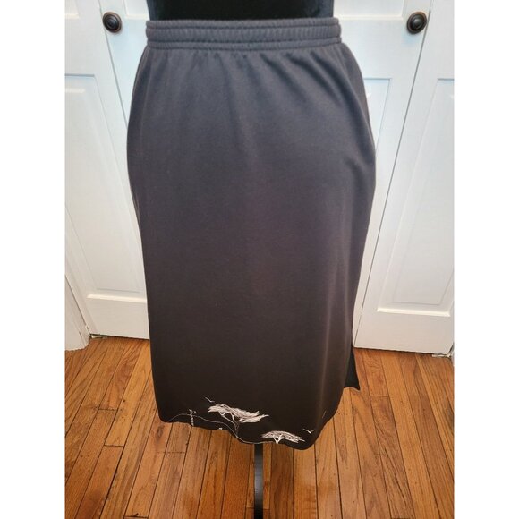 Koret Dresses & Skirts - Asian Inspired Black/White Knit Midi Skirt L Embroidered Grunge Whimsygoth Artsy